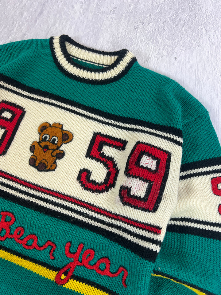 1980er Jahre "Teddy Bear Year" Pullover S