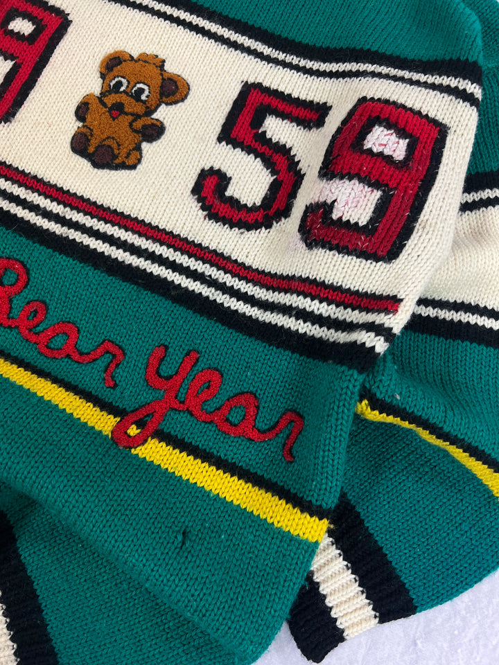 1980er Jahre "Teddy Bear Year" Pullover S