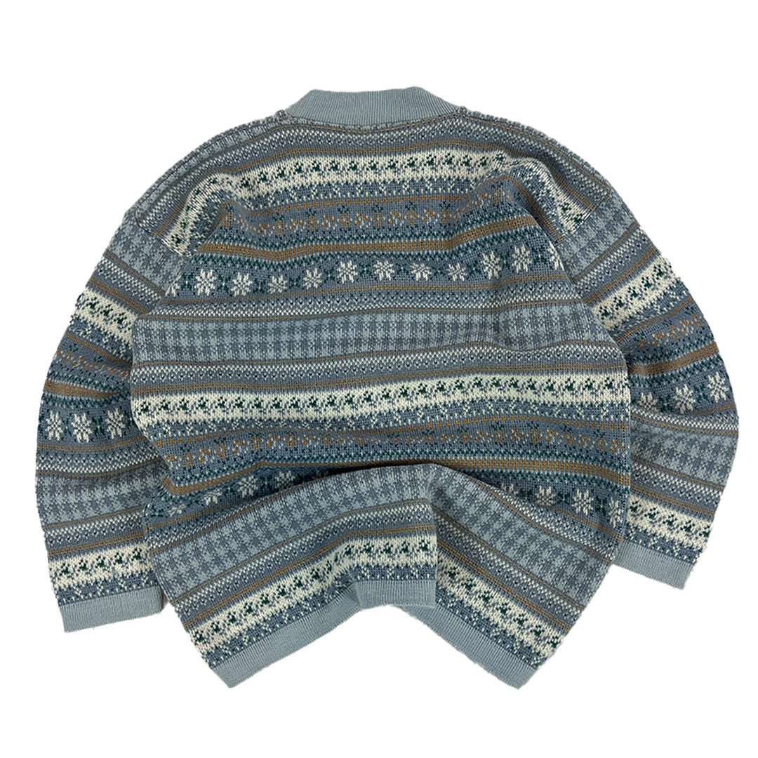 Vintage Strickpullover Grau Blau |M