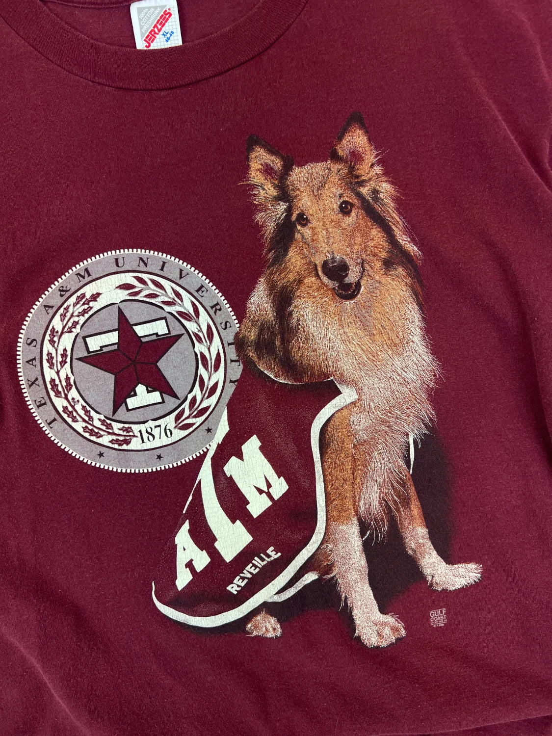Jerzees T-Shirt Vintage Bordeaux XL 90er – Detail