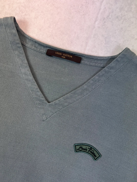Louis Vuitton T-Shirt Vintage – Patch-Stickerei Grau 2010er | S