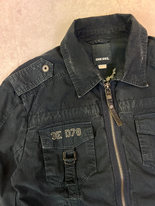 Diesel Jacke Vintage – Blue Panthers Patch Schwarz 2000er | L (Frauen)