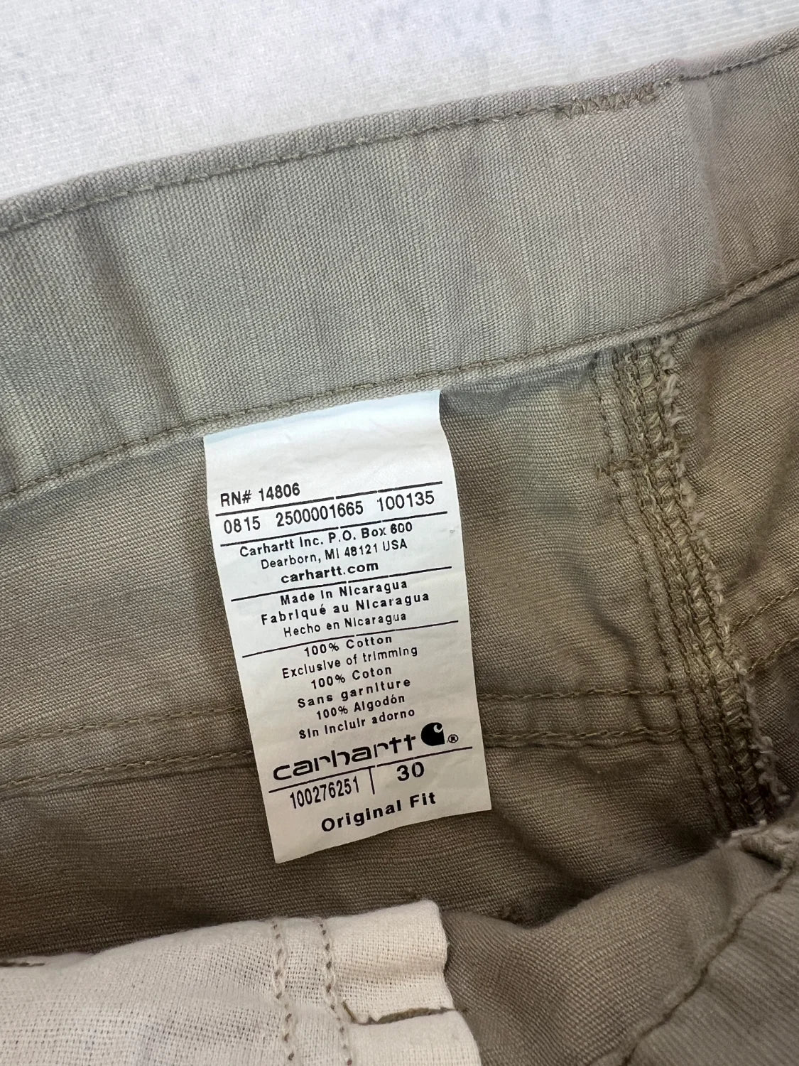 Carhartt Shorts Vintage Beige S 2010er – Label