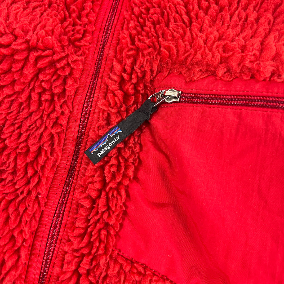 Vintage 90s Patagonia Deep Pile Fleece Jacket Red | L