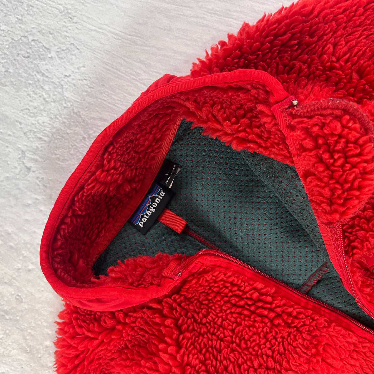 Vintage 90s Patagonia Deep Pile Fleece Jacket Red | L