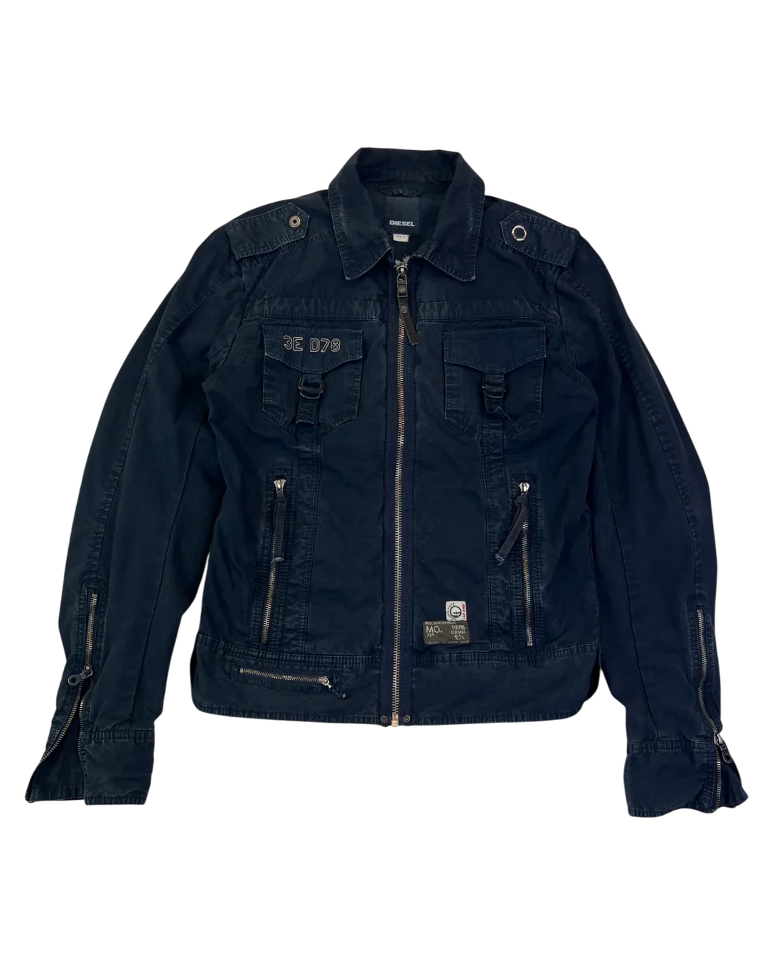 Diesel Jacke Vintage Schwarz L 2000er – Vorderansicht