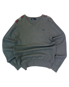 Fred Perry Pullover Vintage Grau S 2010er – Vorderansicht