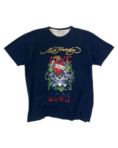 Ed Hardy T-Shirt Vintage Navy M 2000er – Vorderansicht