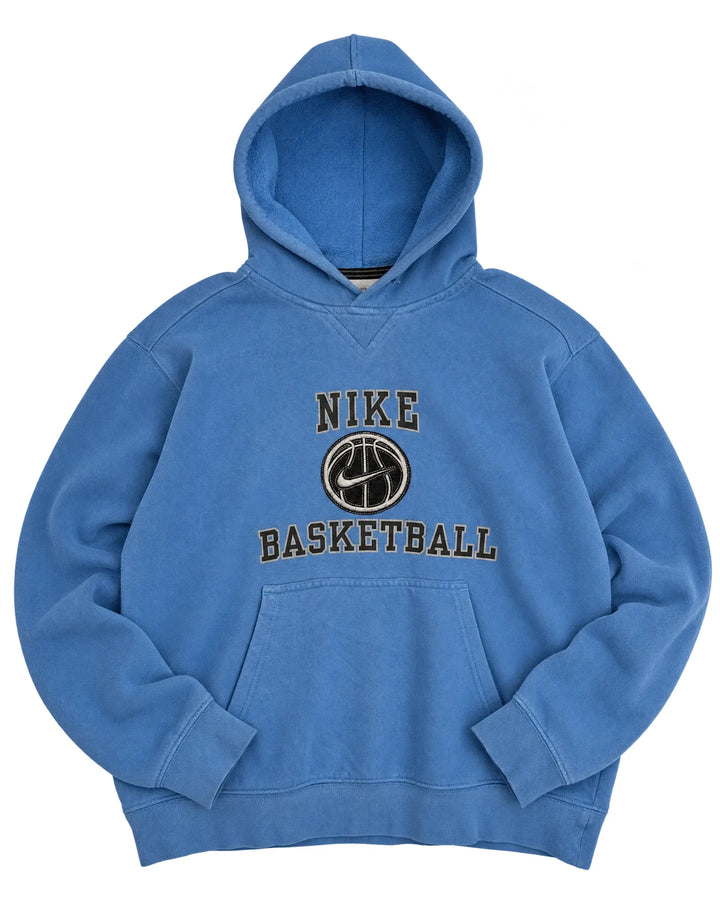 Nike Hoodie Vintage Blau S 2000er – Vorderansicht (KI-Darstellung des Originalfotos)