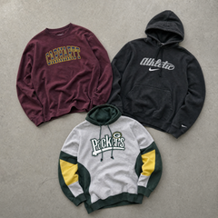 Vintage Sweater & Hoodies Mystery Box Bestseller – 3 Vintage Hoodies und Sweater im Flatlay